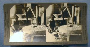 Photograph  Rice Farming LARGE STONE FOR HULLING RICE Stereo View - Savannah GA  - Keystone View Card - vintage paper