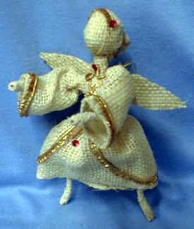 Folk Art Christmas hanging Ornament - Vintage Holiday Figural Angel - misc