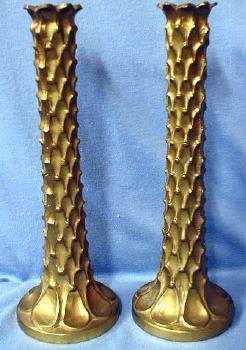  Brass Palm Tree Candlesticks cast - 10 1/2