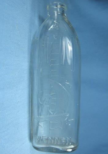 vintage MENNEN BABY Bottle - Antique Glass Baby in Sailboat Molded Glass