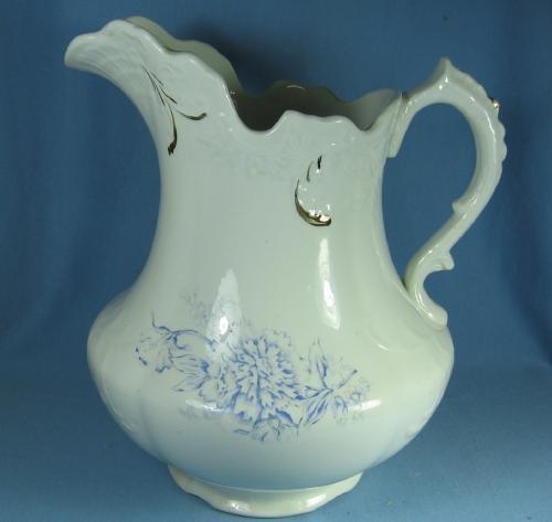 Ironstone Water PITCHER - Blue Decoration Stoneware Pottery 