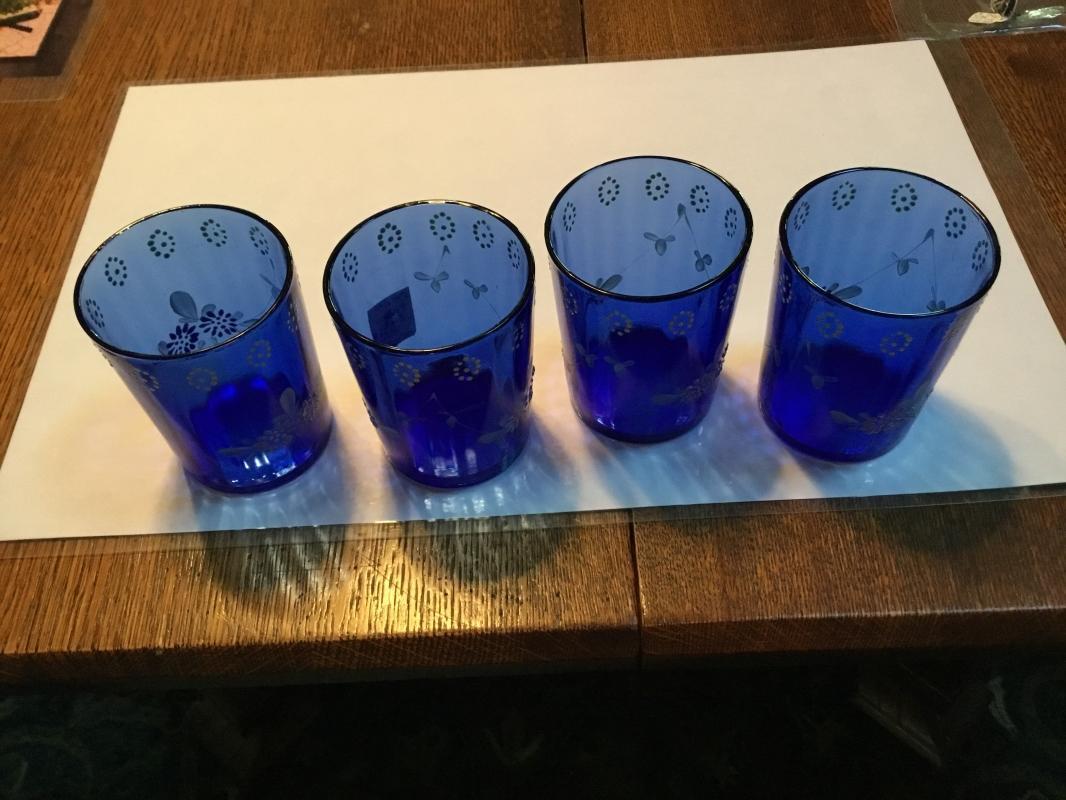 Enameled Cobalt Water Glasses (4) - glass