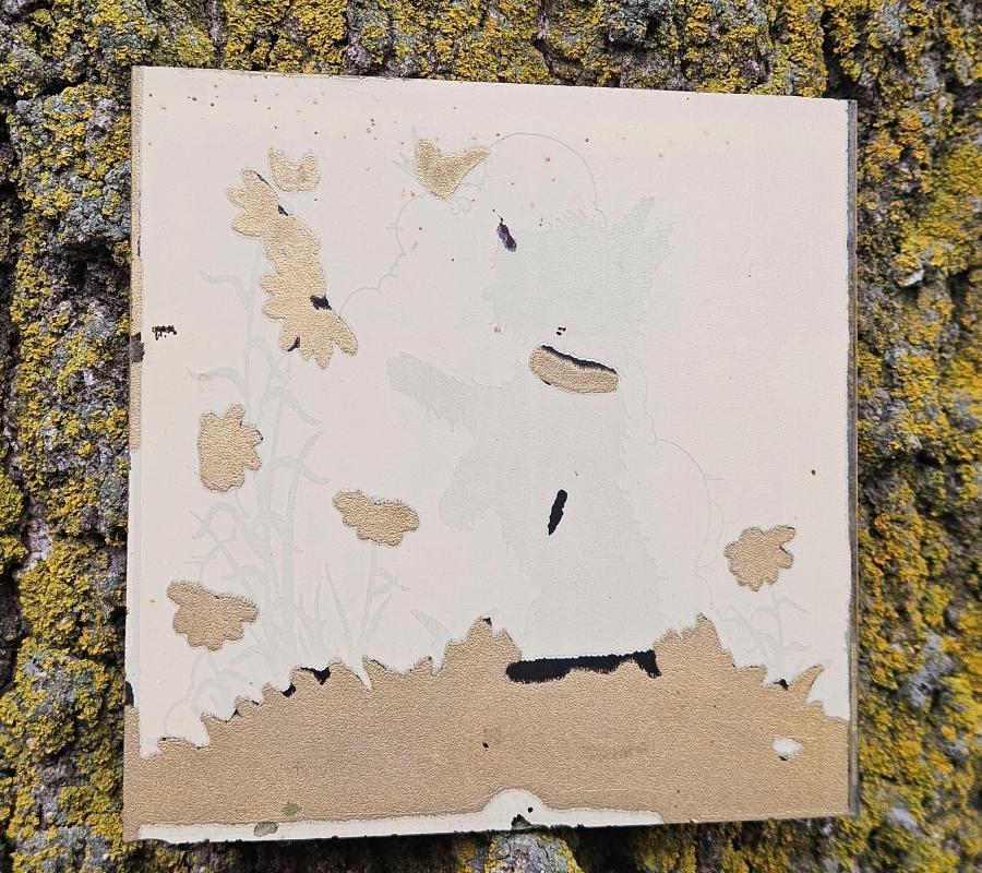 BLACK SCOTTY DOG SILHOUETTE REVERSE PAINTED GLASS SQUARE WALL DECORATION