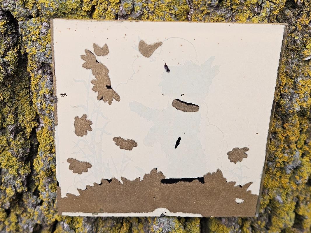 BLACK SCOTTY DOG SILHOUETTE REVERSE PAINTED GLASS SQUARE WALL DECORATION