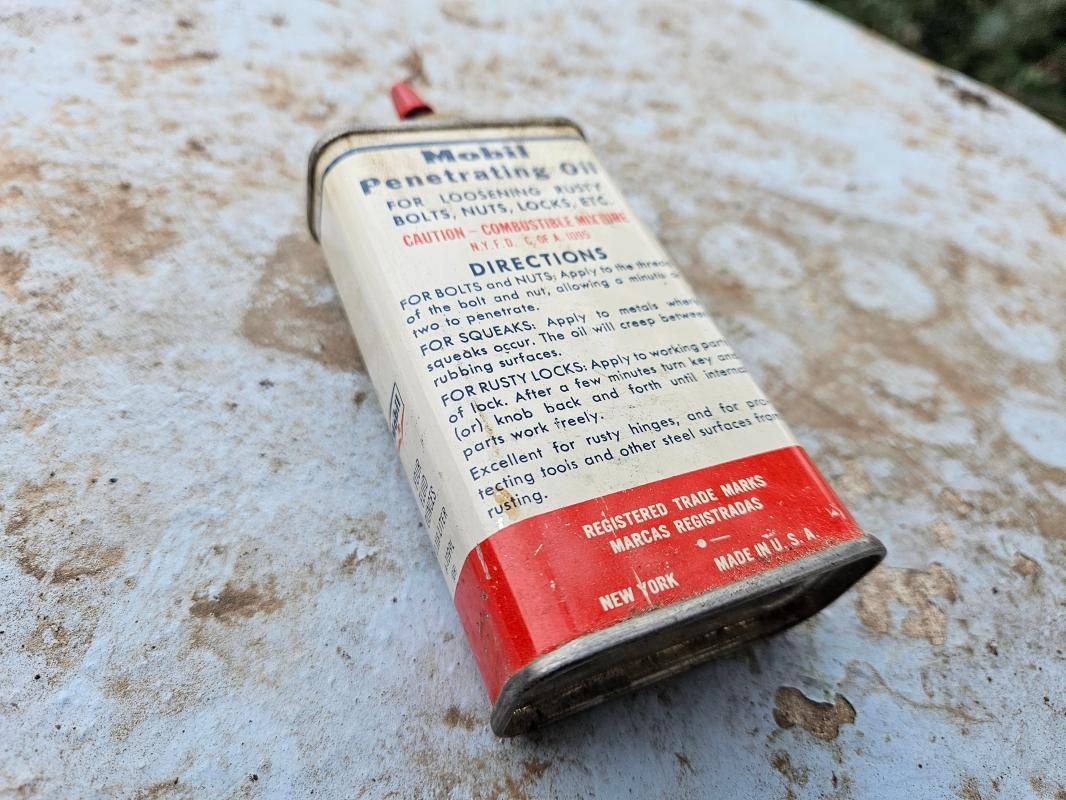Mobil Socony Penetrating Oil Can New York Advertising Tin