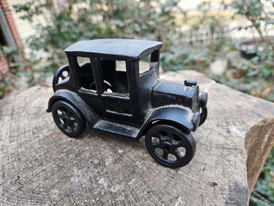 Cast Iron Toy Car 1970's Era Model T Style Iron Art Company Mark