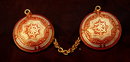  Spanish Damascene Sweeter Clips  Brass, Red White Enameling