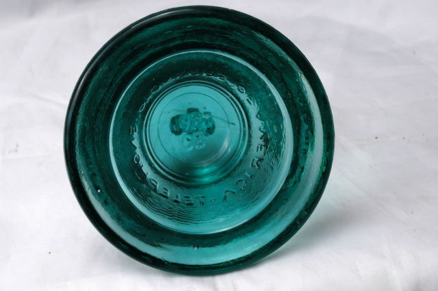 TELEPHONE PIONEERS of AMERICA GLASS BELL PAPERWEIGHT RARE AQUA BLUE COLOR