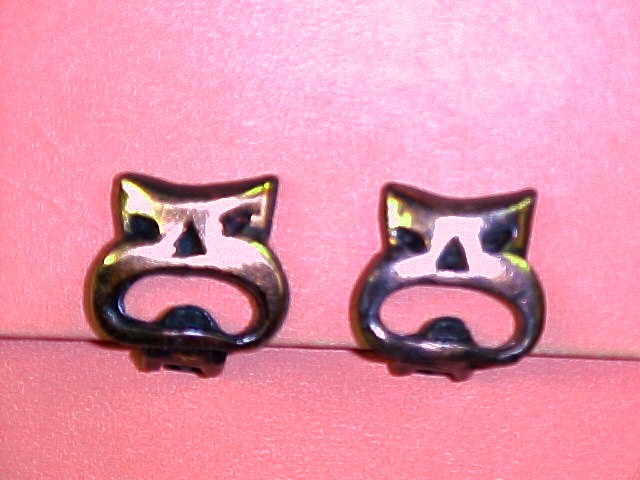 Copper Funny Cat Face Mask Earrings Very Wierd *PRICE REDUCTION!* 