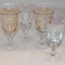 Iridescent Colored Cordials  Stem Glasses x 4 blue and amber