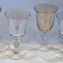Iridescent Colored Cordials  Stem Glasses x 4 blue and amber