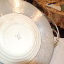 Hand Hammered Wrought Farberware Brooklyn Ny With Inserted China Plate Platter Tray