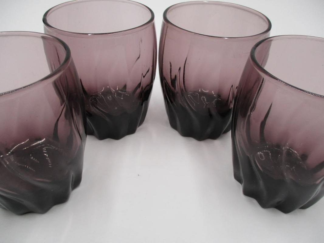 Anchor Hocking Central Park Amethyst Double Old Fashioned Highball Tumblers, Set of Four,