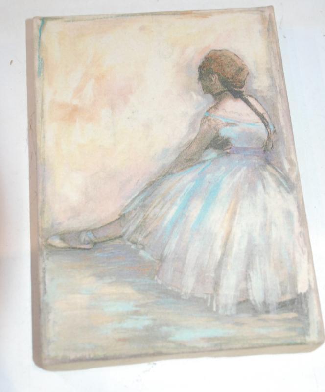 Small Impressionist Ballerina Oil Painting on Canvas Tribute  Edgar Degas Dancer Seated