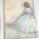 Small Impressionist Ballerina Oil Painting on Canvas Tribute  Edgar Degas Dancer Seated