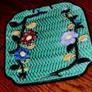 Majolica  Square Wall Plate with Basket Weave & Morning Glory marked Japan