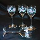Luminarc France Floral Stemware Wine glasses  Vintage Set of 4 Hand Painted
