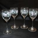 Luminarc France Floral Stemware Wine glasses  Vintage Set of 4 Hand Painted