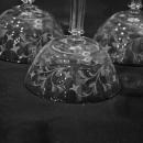 Antique Champagne or Sherbert Blown, Etched Stem Glasses x 4