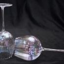 Iridescent  Optic Ribbed Balloon  Stem Glass Wine Goblets x 2