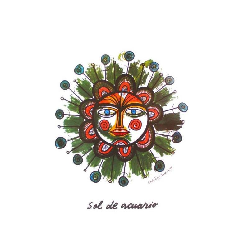 Framed Art,  Sign of   Aquarius, from the series Suns of the Zodiac by Carlos Páez Vilaró of Uruguay