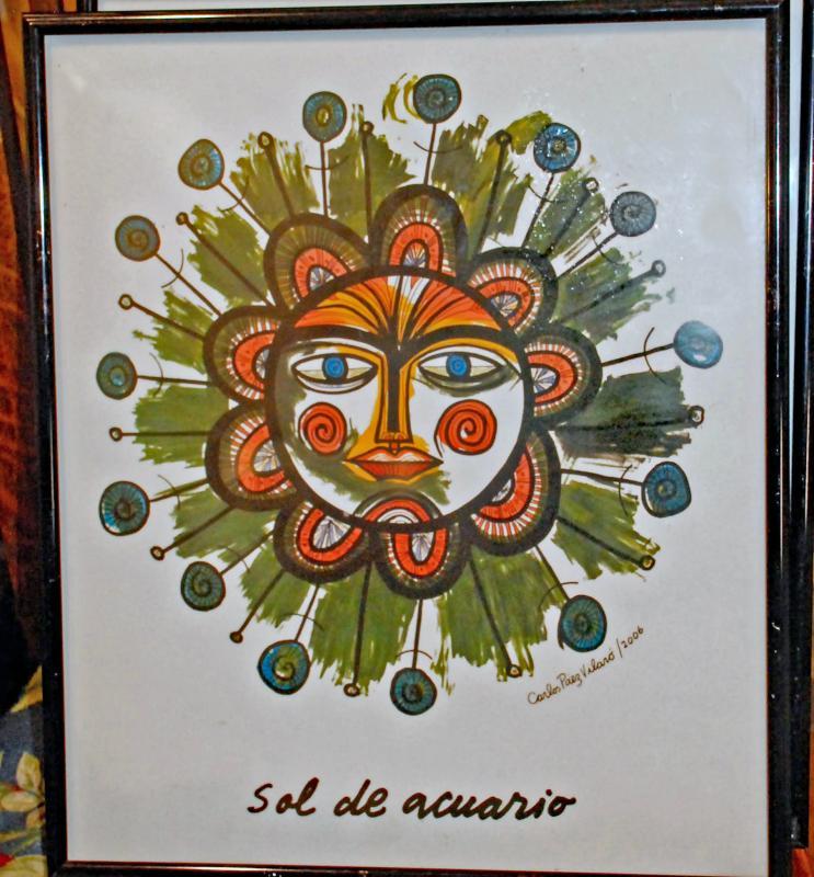 Framed Art,  Sign of   Aquarius, from the series Suns of the Zodiac by Carlos Páez Vilaró of Uruguay