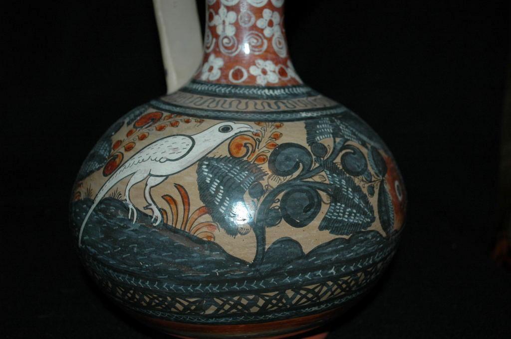 Hand Painted Burnished Mexican ewer  Tonala  Exquisite