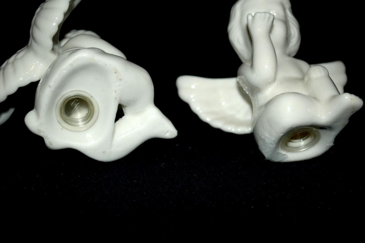 Pair of White Porcelain Cherub Angel Salt Pepper Shakers