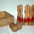 Milton Bradley  Co. Ten Pins Wooden Miniature Bowling Game Complete in  Box