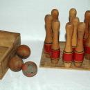Milton Bradley  Co. Ten Pins Wooden Miniature Bowling Game Complete in  Box