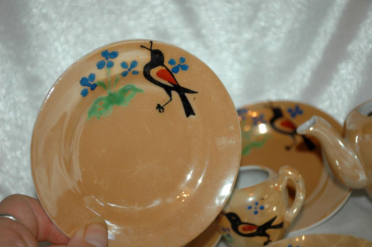 VINTAGE MINIATURE LUSTERWARE CHILD'S/DOLL TEA SET  MADE IN JAPAN