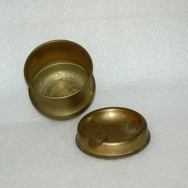 Vintage Brass Ashtray Portable with Receptacle Trench Art?