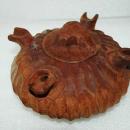 Vintage Grolla Friendship Cup  WOODEN PRIMITIVE HAND CARVED BOWL / LID with 4 SPOUTS