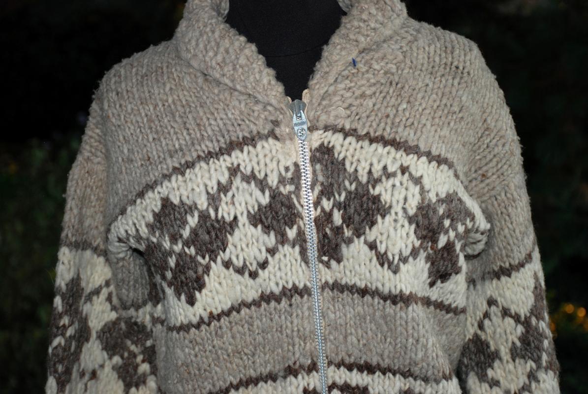 Genuine Canadian Cowichan  Sweater 100% Hand Spun Wool