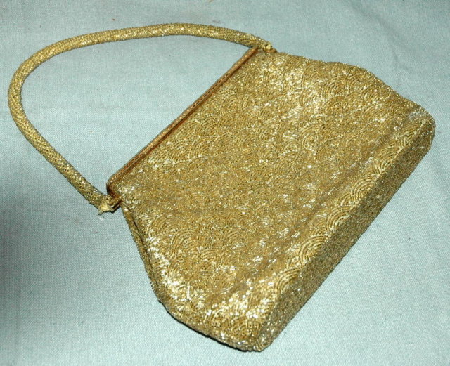 Vintage Gold Beaded Evening Purse Hand Made