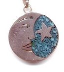 Taxco Turquoise Sterling Moon Star Pendant