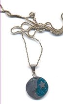 Taxco Turquoise Sterling Moon Star Pendant