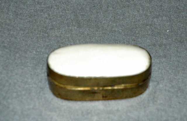 Antique Brass & Bone Oval Box 