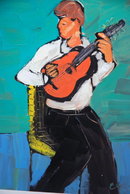 Oil Painting of Man with Guitar by Eloy Zuniga   *** PRICE REDUCED!***