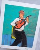Oil Painting of Man with Guitar by Eloy Zuniga   *** PRICE REDUCED!***