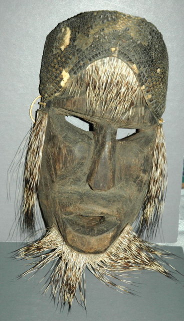 Mexian Carved Wood  & Quills Mask  Rare Antique   * PRICE REDUCDED * !