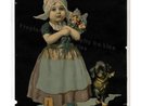 Antique Dutch Girl with dog print.