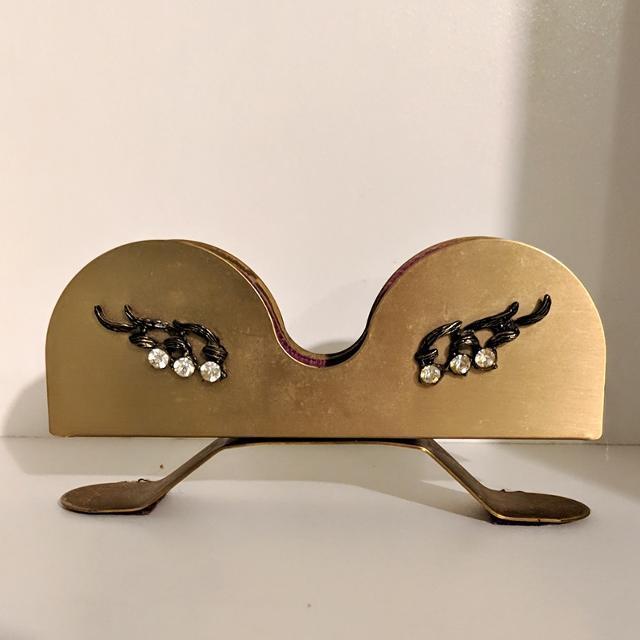 Vintage 1950's Eyeglass Holder/ Vanity Stand w/ Gold Tone Metal