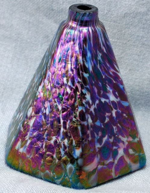 Dichoric Mosiac  Art Glass  Pyramid  Seattle's Glass Eye Studio Oil Lamp Base