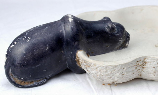 Black  Jaguar Soapstone Carved Trinket Tray