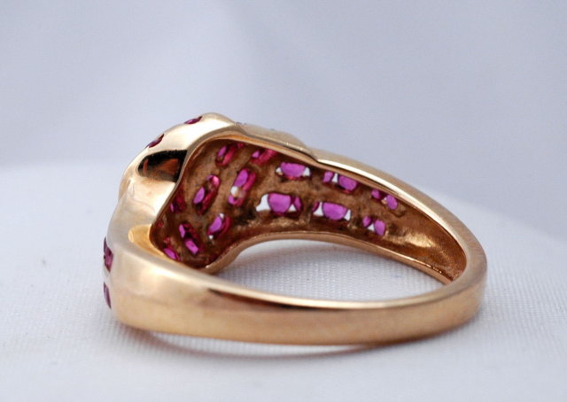 14K Gold  Ruby Ring  51 channel set stones 