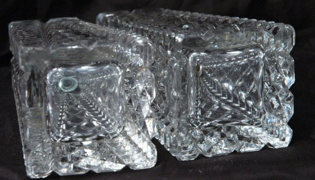 Crystal  Glass   Salt & Pepper Shakers  Tall Pressed Polished