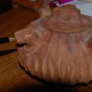 Vintage Grolla Friendship Cup  WOODEN PRIMITIVE HAND CARVED BOWL / LID with 4 SPOUTS