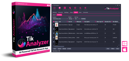 Tik Analyzer - Powerful AI-Enabled TikTok Research App with 11 Built-in Tools