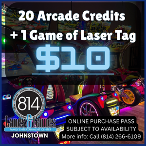 20 Credit Arcade Card + 1 Game of Laser Tag 20 Credit Arcade Card + 1 Game of Laser Tag